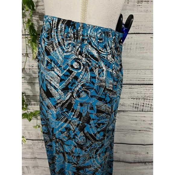 Anthony Skirt size Medium Blue Silver Black Swirls Long A Line Stretch Modest - Picture 8 of 12
